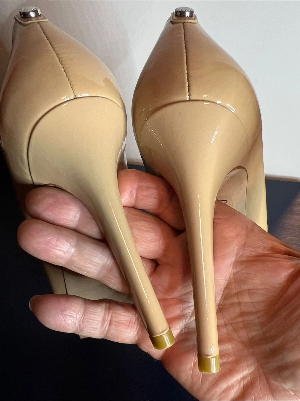Michael Kors Nude  Patent Leather Platform Stiletto Pumps - Womens Heels Size 8